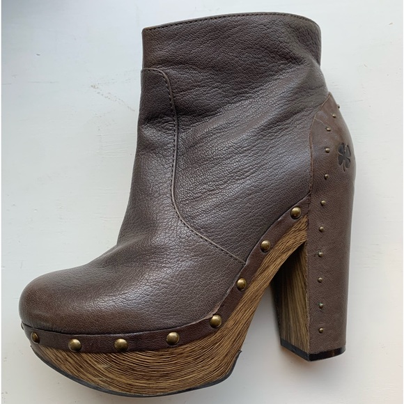 Boho Platform Leather Ankle Boots - Picture 2 of 8